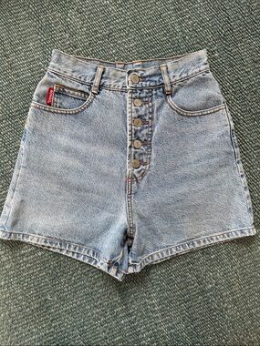 Vintage BONGO Light Blue High-Waist Button-Fly Denim Shorts